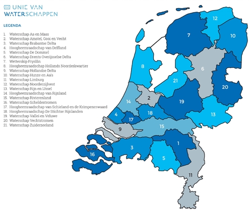 Waterschapskaart Bron: https://unievanwaterschappen.nl/publicaties/waterschapskaart/