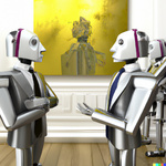 DALL·E 2023-03-06 09.34.49 - Robots in suits having an academic discussion in modern art.png