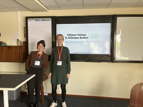 Presentation "Citizen Voices in Climate Action: The role of interface design in digital engagement" by Geertje Slingerland & Juliana Goncalves (AMS Institute Scientific Conference Reinventing the City, April 23, 2024)