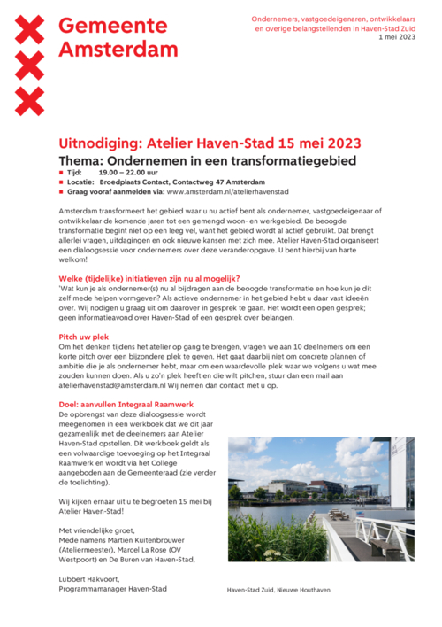 Uitnodiging Atelier 2: Ondernemen in een transformatiegebied